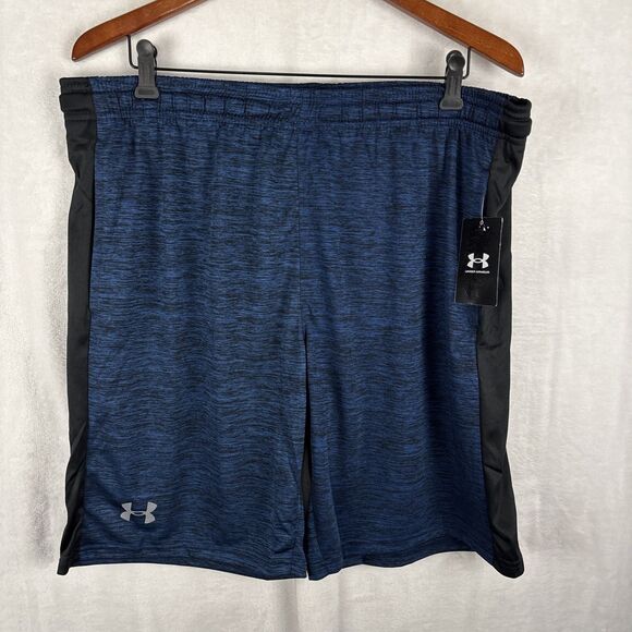 Mens Under Armour Gym UA Tech Athletic Logo Shorts Blue Size 2XL NWT - Picture 1 of 5